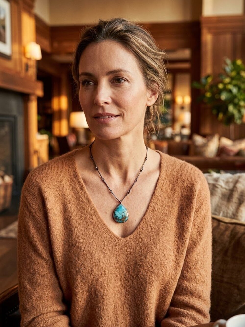 Sundance signed "Love and Joy" Turquoise and silver Pendant Necklace w/ receipt - Picture 2 of 6